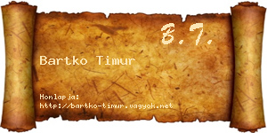 Bartko Timur névjegykártya